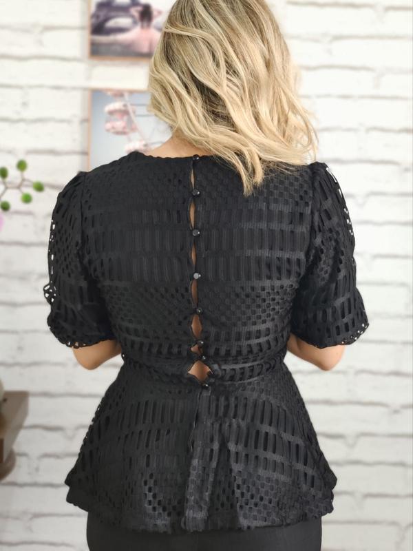 Blusa Peplum Manga 3/4 Preta - Imporium - Blusa Peplum - Magazine